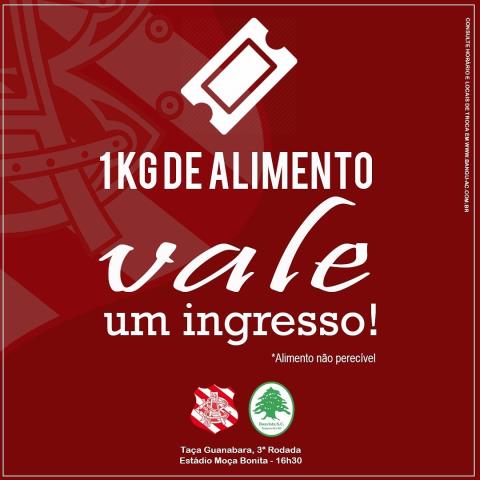 Bangu troca ingresso por 1 kg de alimento para duelo contra o Boavista e oferece brindes à torcida